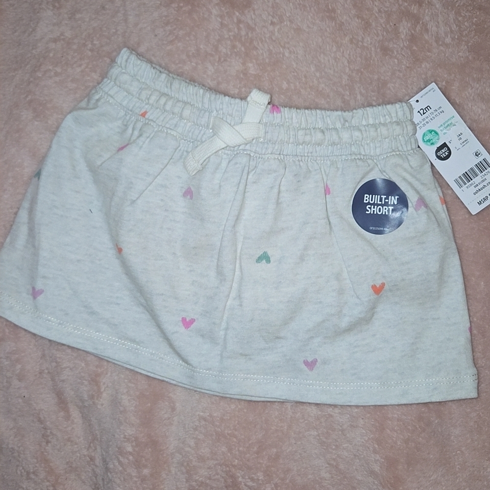 Kids Heart Print Skirt with Built-In Diaper Cover